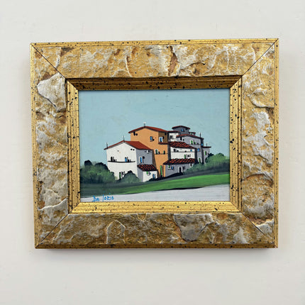 Handcrafted Scenery Oil Painting "Village Houses" Expressive Small Art Holland Art Shop
