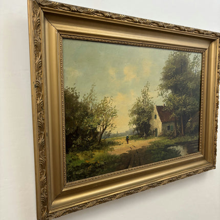 Original Landscape Oil Painting "Country Cottage" Vintage Artwork Holland Art Shop