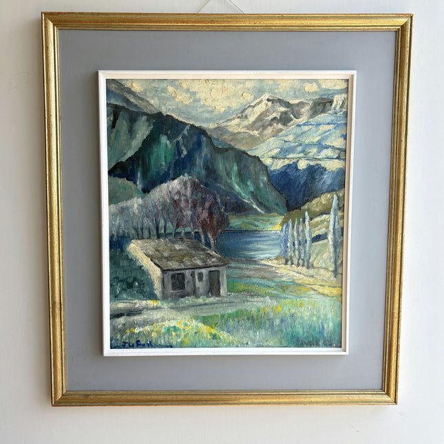 Expressive Landscape Oil Painting "Mountain House" Vintage French Art Holland Art Shop
