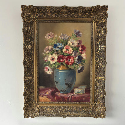 Vintage Oil Painting Floral Still Life "Flower Arrangement" Large Artwork Holland Art Shop