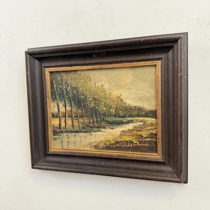 Vintage Landscape Oil Painting "Row Of Trees" Timeless Small Artwork Holland Art Shop
