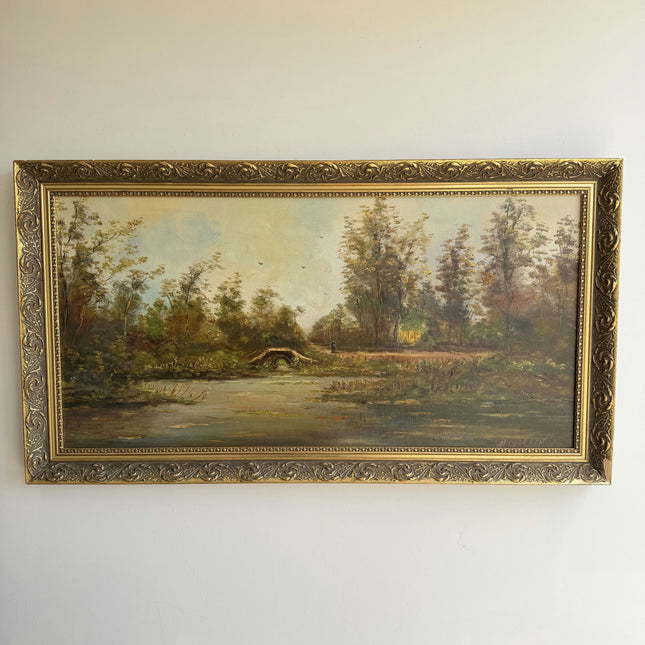 Original Landscape Oil Painting "Stone Bridge" Timeless Large Art Holland Art Shop