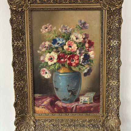 Vintage Oil Painting Floral Still Life "Flower Arrangement" Large Artwork Holland Art Shop