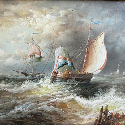 Original Seascape Oil Painting "Sailing Ship" Traditional Artwork Holland Art Shop
