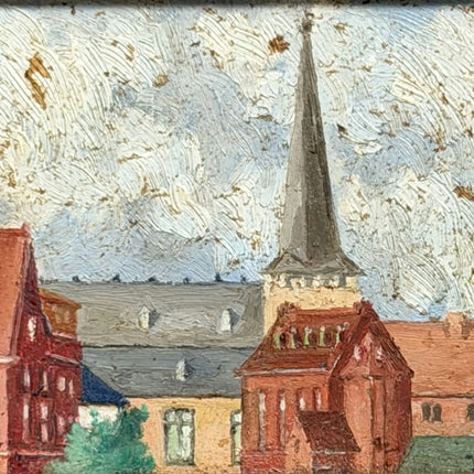 Refined Cityscape Oil Painting "Church Steeple" Elegant Small Art Holland Art Shop