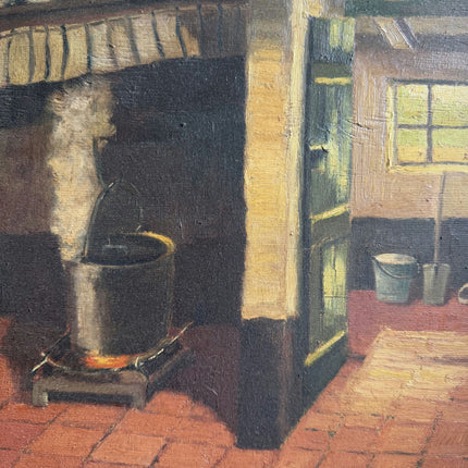 Vintage Interior Oil Painting "Wooden Chair" Refined Artwork Holland Art Shop