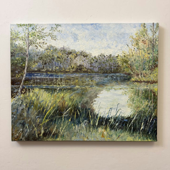Elegant Landscape Oil Painting "Reed Marsh" Authentic Art Holland Art Shop