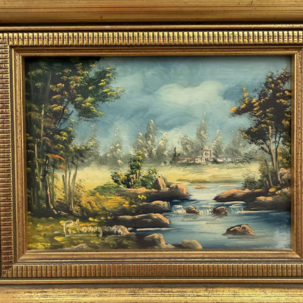 Refined Landscape Oil Painting "Gilded Frame" Original Small Artwork Holland Art Shop