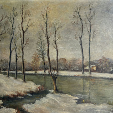 Elegant Landscape Oil Painting "Row Of Trees" Rustic Small Art Holland Art Shop