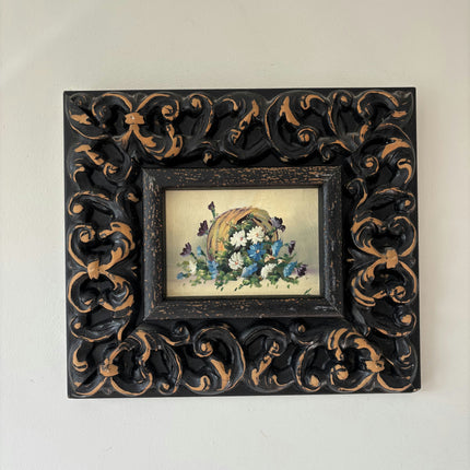 Classic Floral Still Life Oil Painting "Carved Frame" Original Small Artwork Holland Art Shop