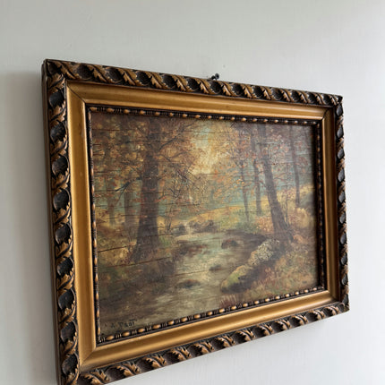 Antique Landscape Oil Painting "Gilded Frame" Detailed Art Holland Art Shop