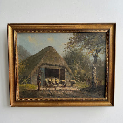 Elegant Animals Oil Painting "Wooden Frame" Vintage Artwork Holland Art Shop