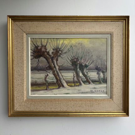 Elegant Winter Landscape Oil Painting "Thistle Trees" Original Artwork Holland Art Shop