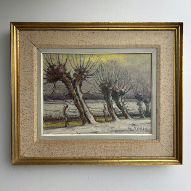 Elegant Winter Landscape Oil Painting "Thistle Trees" Original Artwork Holland Art Shop