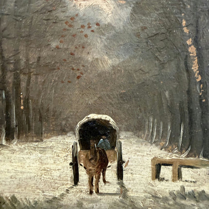 Refined Winter Landscape Oil Painting "Horse Cart" Elegant Artwork Holland Art Shop