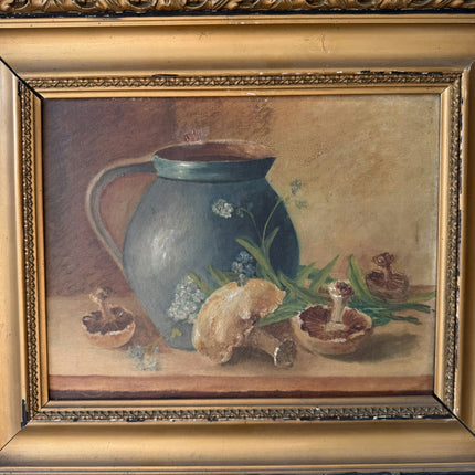 Around 1920 Refined Still Life Oil Painting "Blue Pitcher" Handcrafted Holland Art Shop