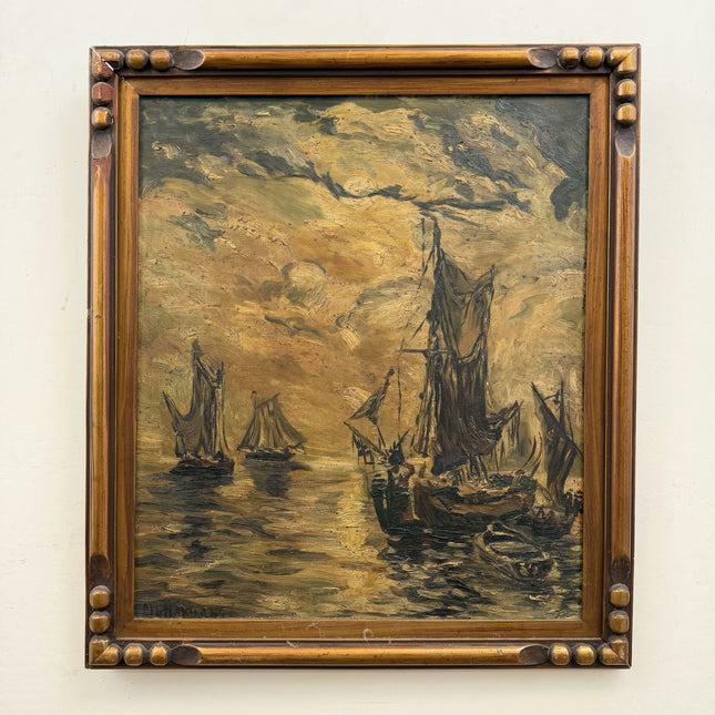 Vintage Seascape Oil Painting "Sailing Boats" Traditional Art Holland Art Shop