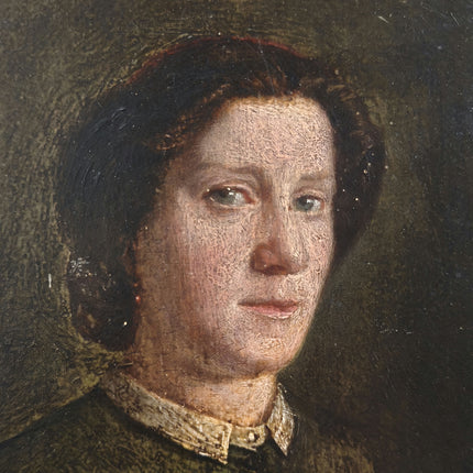 19th Century Antique Portrait Oil Painting "Woman Portrait" Small Artwork Holland Art Shop