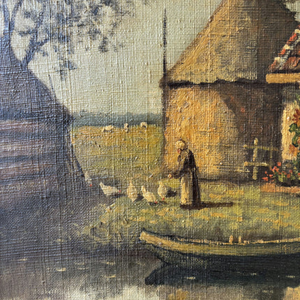 Authentic Landscape Oil Painting "Thatched Cottage" Expressive Art Holland Art Shop