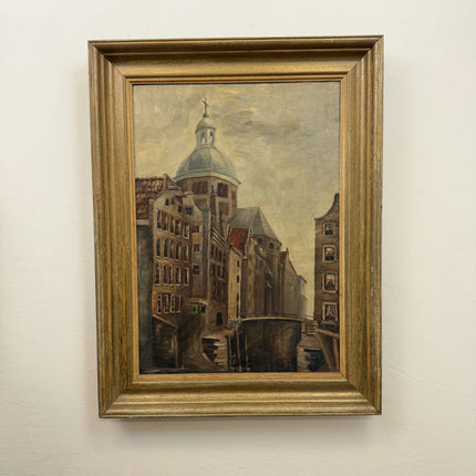 Rustic Cityscape Oil Painting "Church Dome" Expressive Large Artwork Holland Art Shop