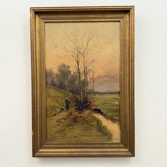 Traditional Landscape Oil Painting "Solitary Walker" Refined Art Holland Art Shop