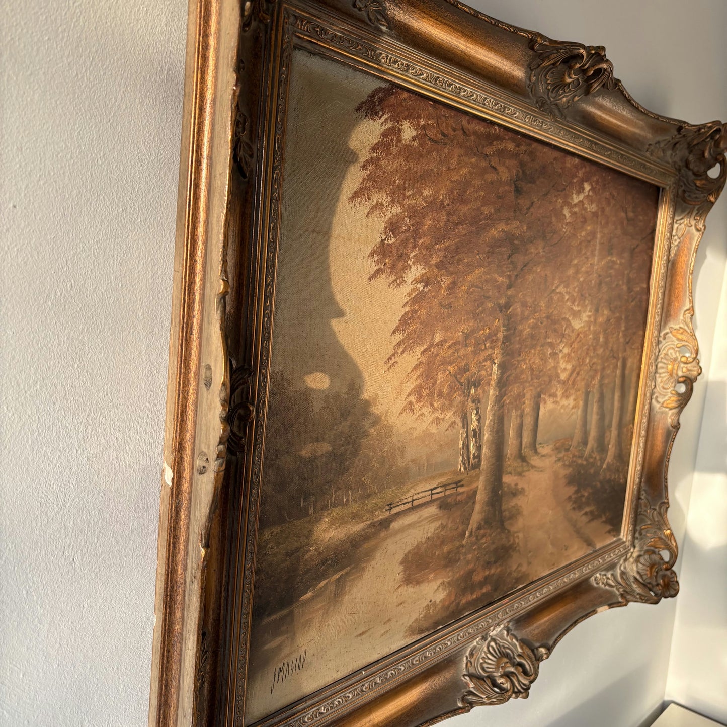 Figurative Landscape Oil Painting "Autumn Pathway" Refined Large Art