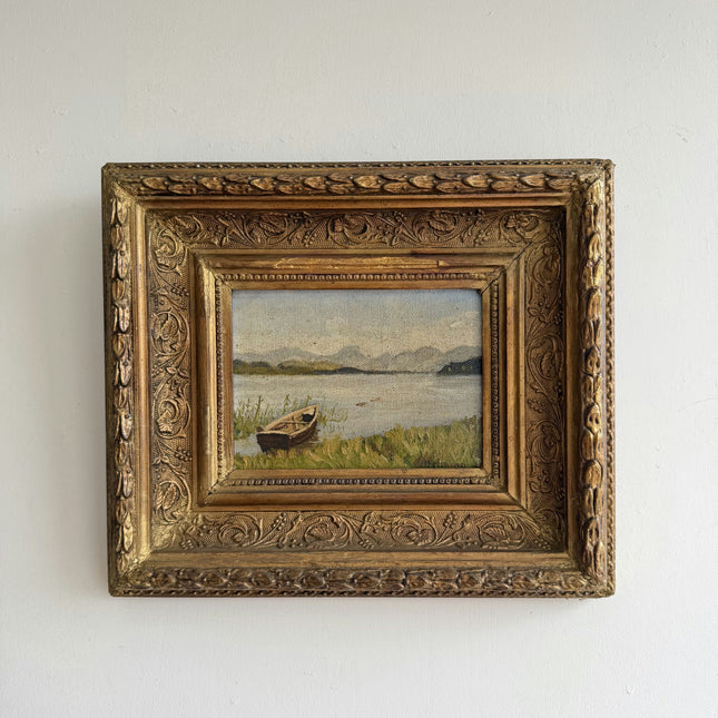 19th Century Antique Landscape Oil Painting "Gilded Frame" Small Art Holland Art Shop