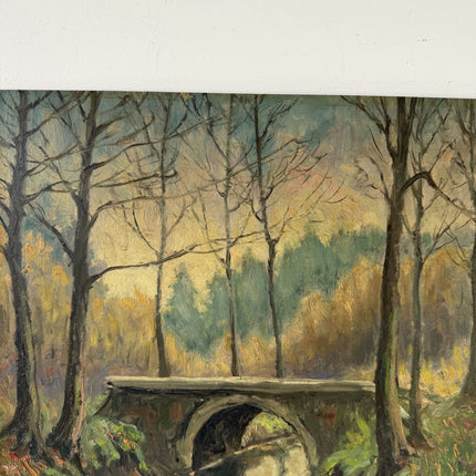 Remarkable Oil Painting Plein Air Landscape "Stone Bridge" Medium Artwork