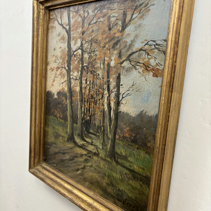 19th Century Antique Landscape Oil Painting "Autumn Trees" Art Holland Art Shop