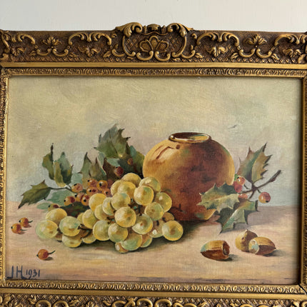 Traditional Still Life Oil Painting "Cluster Grapes" Vintage Artwork Holland Art Shop