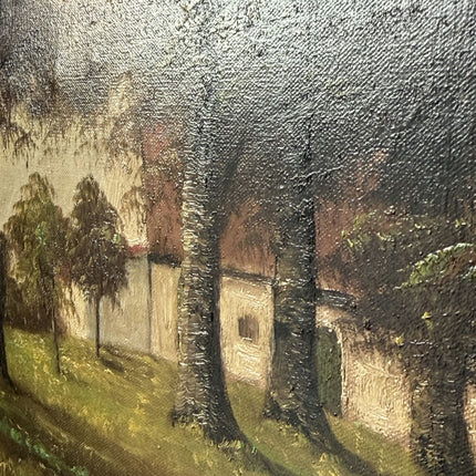 Antique Oil Painting Landscape "Tree Line" Handcrafted Large Art Holland Art Shop