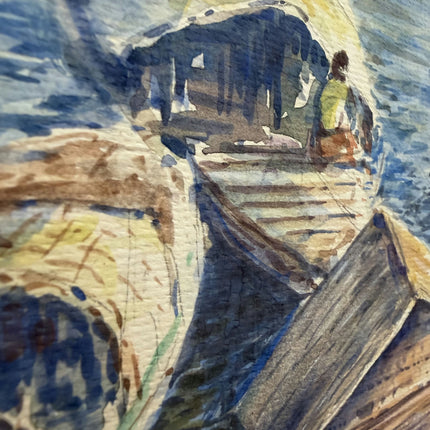 Handcrafted Harbor Scene Oil Painting "River Boats" Classic Art Holland Art Shop