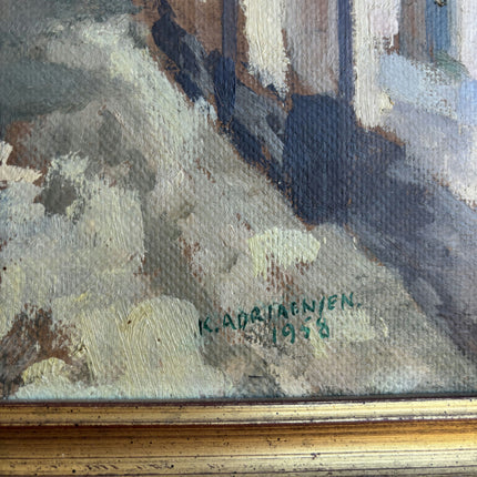 Traditional Cityscape Oil Painting "Narrow Street" Detailed Small Artwork Holland Art Shop