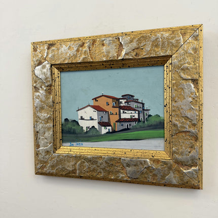 Handcrafted Scenery Oil Painting "Village Houses" Expressive Small Art Holland Art Shop
