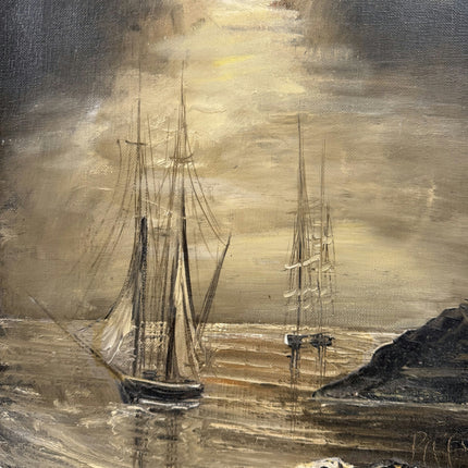 Original Seascape Oil Painting "Sailing Ship" Expressive Small Art Holland Art Shop