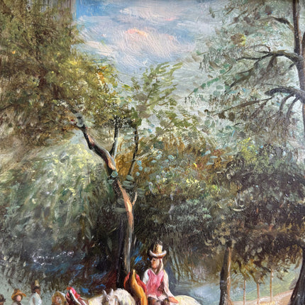 Vintage Figurative Oil Painting "Mounted Painting" Authentic Small Artwork Holland Art Shop