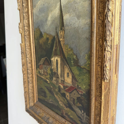 Elegant Landscape Oil Painting "Village Church" Original Art Holland Art Shop