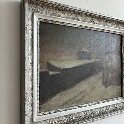 Elegant Cityscape Oil Painting "Silver Frame" Vintage Artwork Holland Art Shop