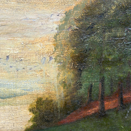 19th Century Antique Landscape Oil Painting "Pair Of Swans" Art Holland Art Shop