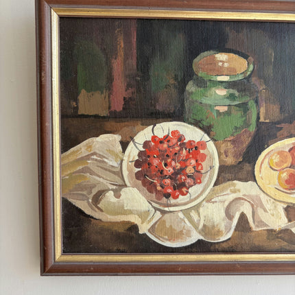 Expressive Still Life Oil Painting "Bowl Of Berries" Classic Small Art Holland Art Shop