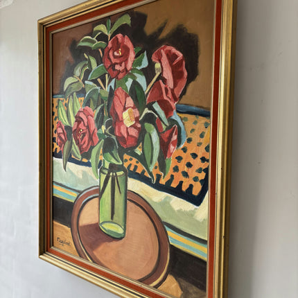 Classic Floral Still Life Oil Painting "Green Vase" Rustic Art Holland Art Shop