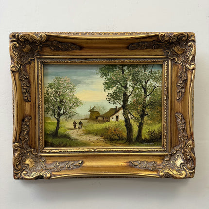 Timeless Landscape Oil Painting "Gilded Frame" Rustic Small Artwork Holland Art Shop