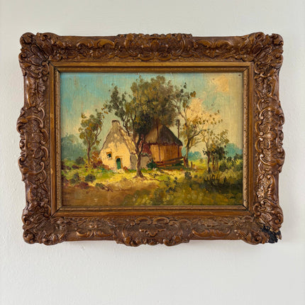 Detailed Landscape Oil Painting "Thatched Cottage" Classic Small Art Holland Art Shop