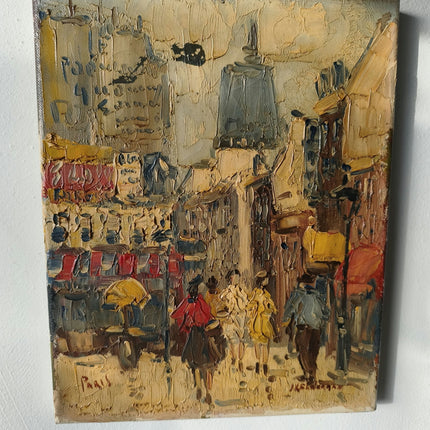 Classic Cityscape Oil Painting "City Stroll" Handcrafted Small Art - HollandArtShop