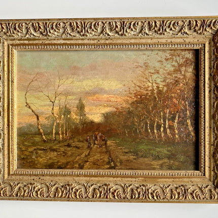 Classic Dutch Forest Landscape with Horsedrawn Carriage Fall Themed Oil Painting - HollandArtShop