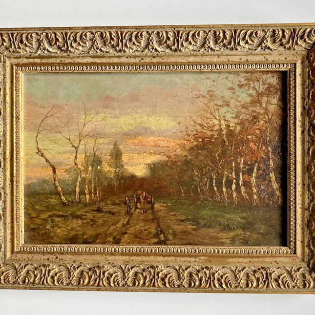 Classic Dutch Forest Landscape with Horsedrawn Carriage Fall Themed Oil Painting - HollandArtShop