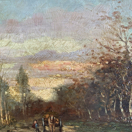 Classic Dutch Forest Landscape with Horsedrawn Carriage Fall Themed Oil Painting - HollandArtShop
