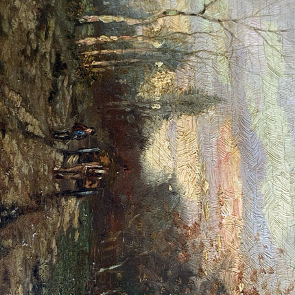 Classic Dutch Forest Landscape with Horsedrawn Carriage Fall Themed Oil Painting - HollandArtShop