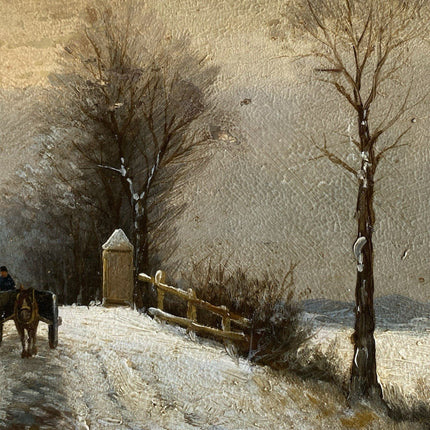 Classic Dutch Winter Landscape with Farmhouse and Horse Oil Painting Atmospheric - HollandArtShop