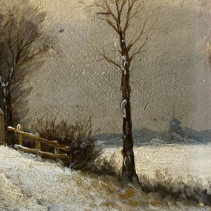 Classic Dutch Winter Landscape with Farmhouse and Horse Oil Painting Atmospheric - HollandArtShop
